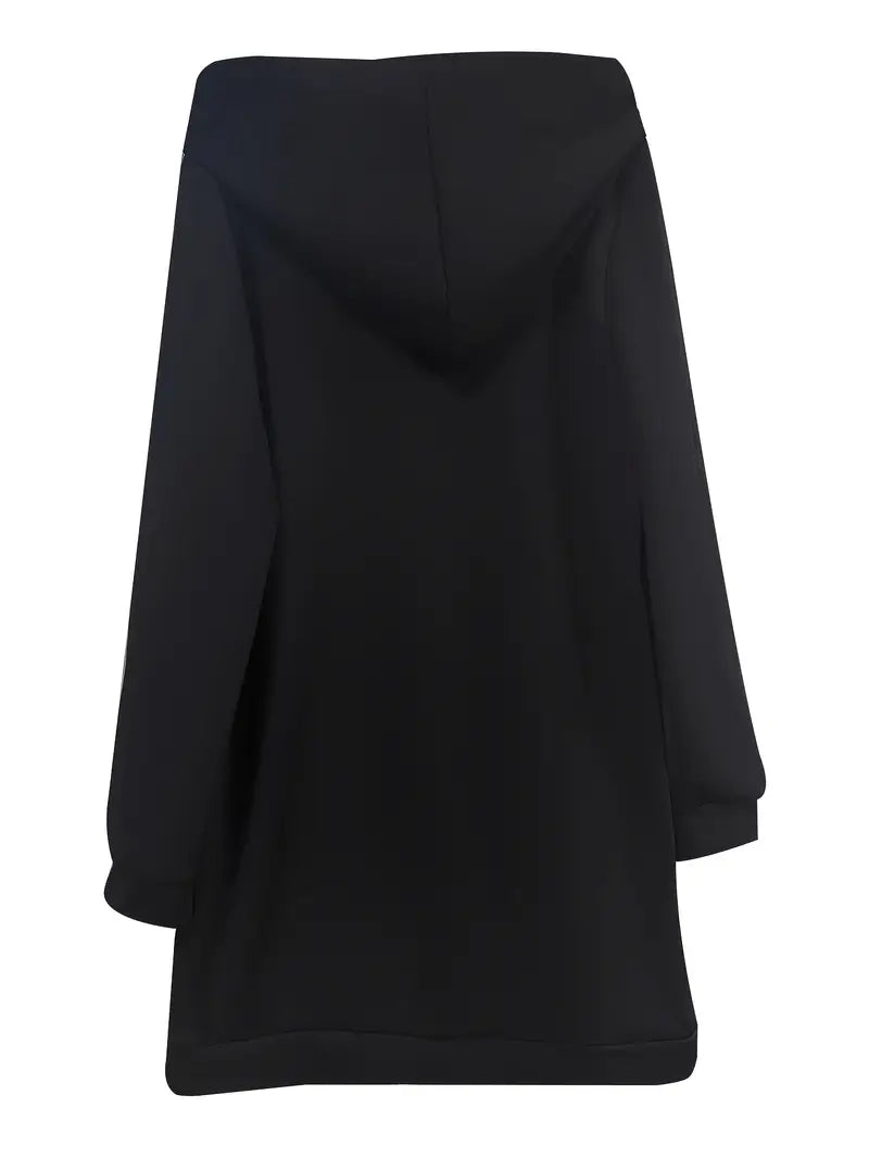 Elegantes langärmeliges Kleid mit Kapuze und Fleece-Futter