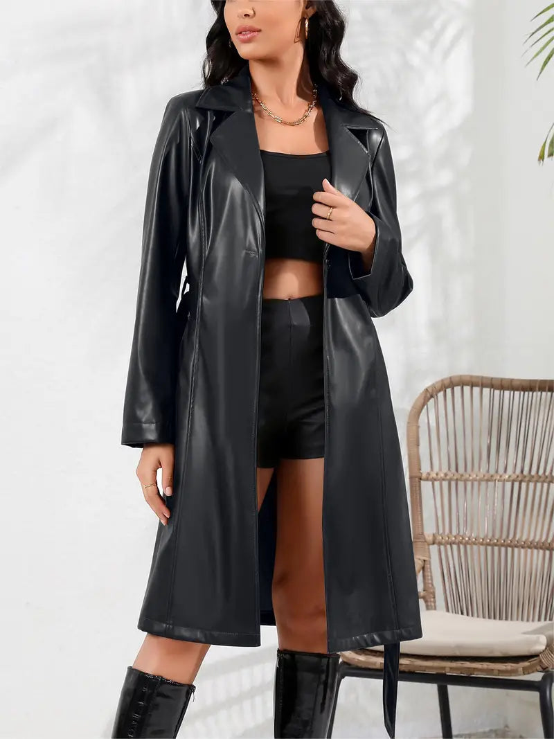 Neve - Solide mittellange PU-Lederjacke