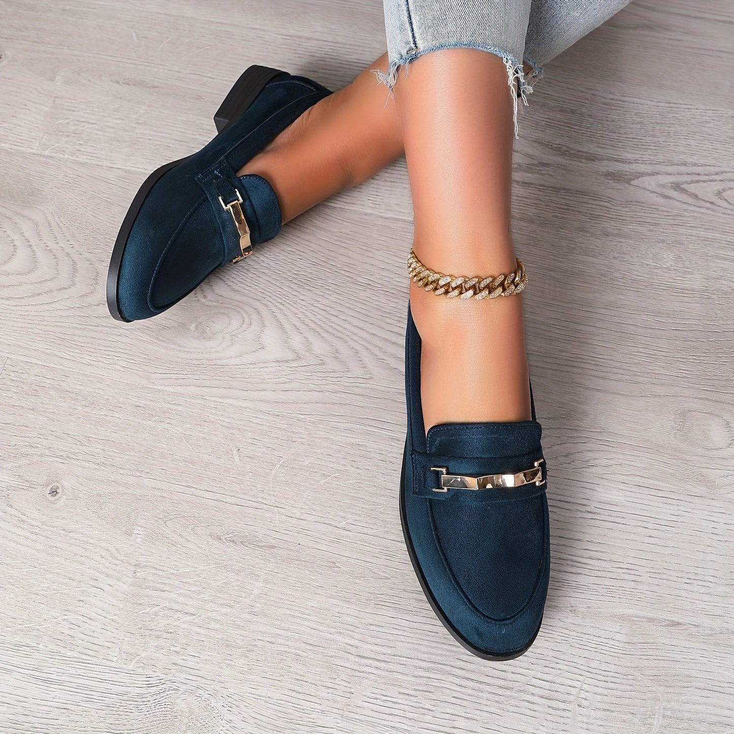 Damen Loafers mit Metallic-Akzenten – Bequeme Slip-On Schuhe