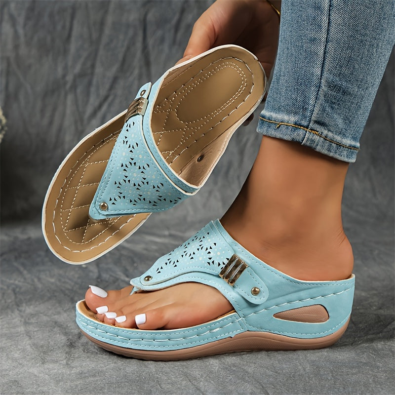 Keil-Flip-Flops Bequeme Sandalen mit Fußgewölbeunterstützung