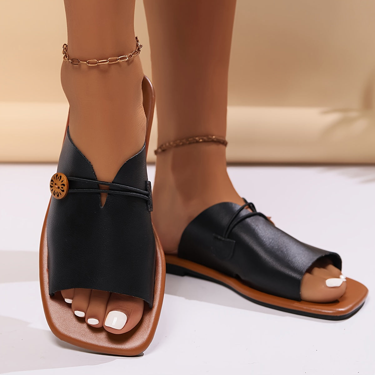 Flache Retro Slip-On Sommerschuhe, Zweifarbig & Bequem für Alltag & Freizeit