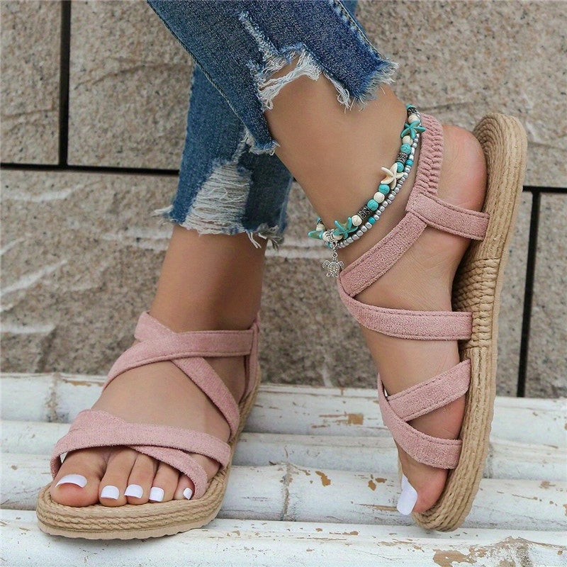 Kreuzriemen Sandalen, Elastische Riemen, Offene Zehen