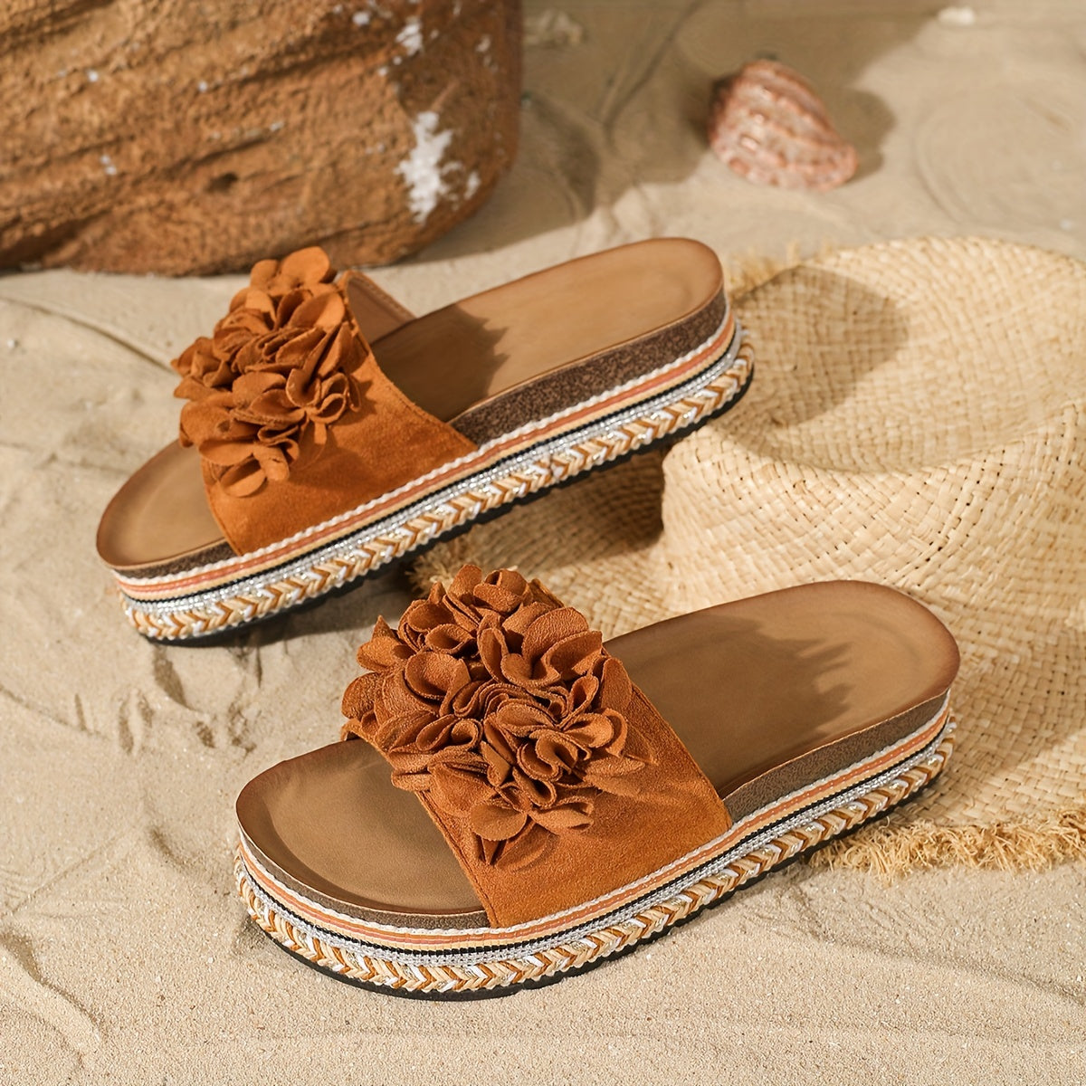 Modische flache Schuhe aus Stoff und Gummi, Slip-On, Gold