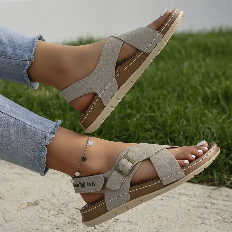 Kreuzen Sie Riemen Plattform weiche Sohle Sandalen