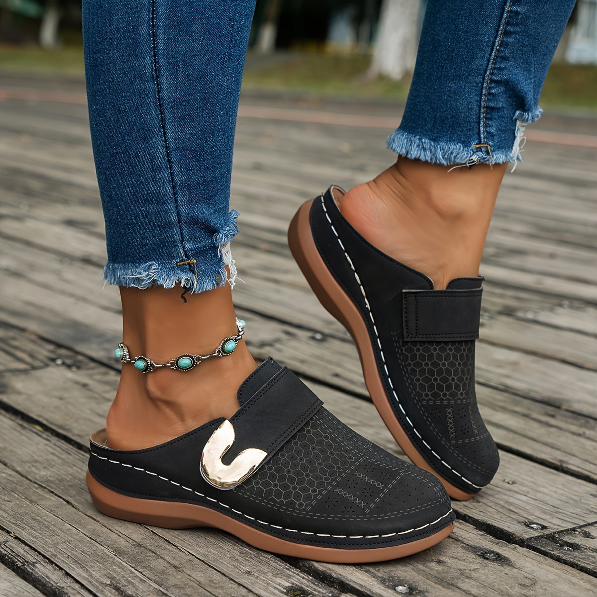 Keilsandalen Bequeme Slip-On Plateau Sandalen Sommer Schuhe