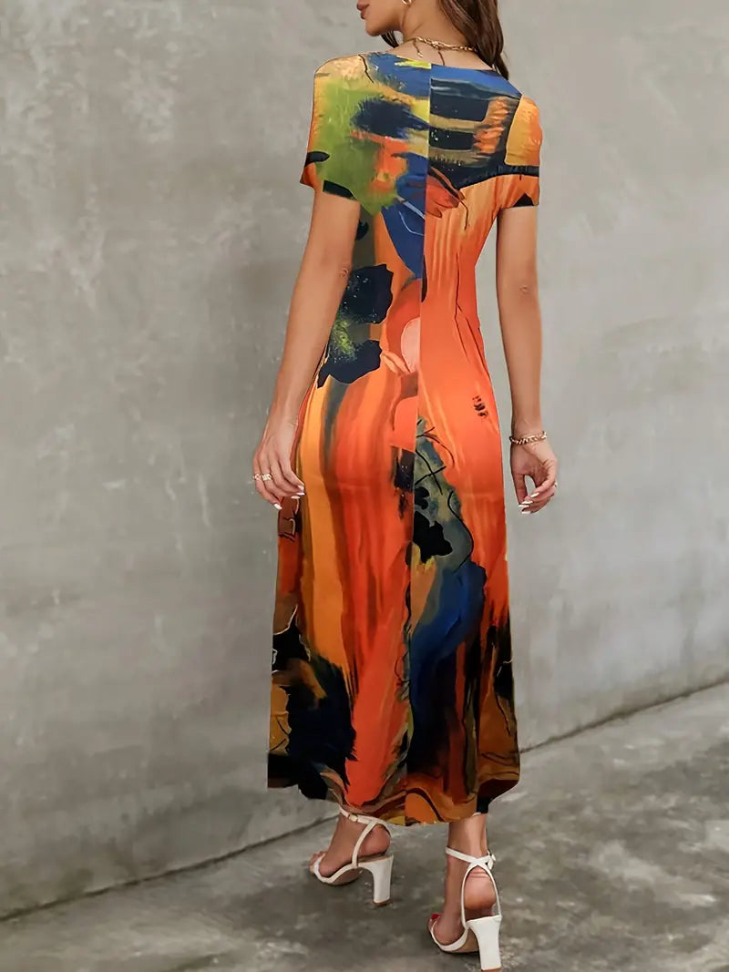 Elegantes kurzärmeliges Kleid in A-Linie