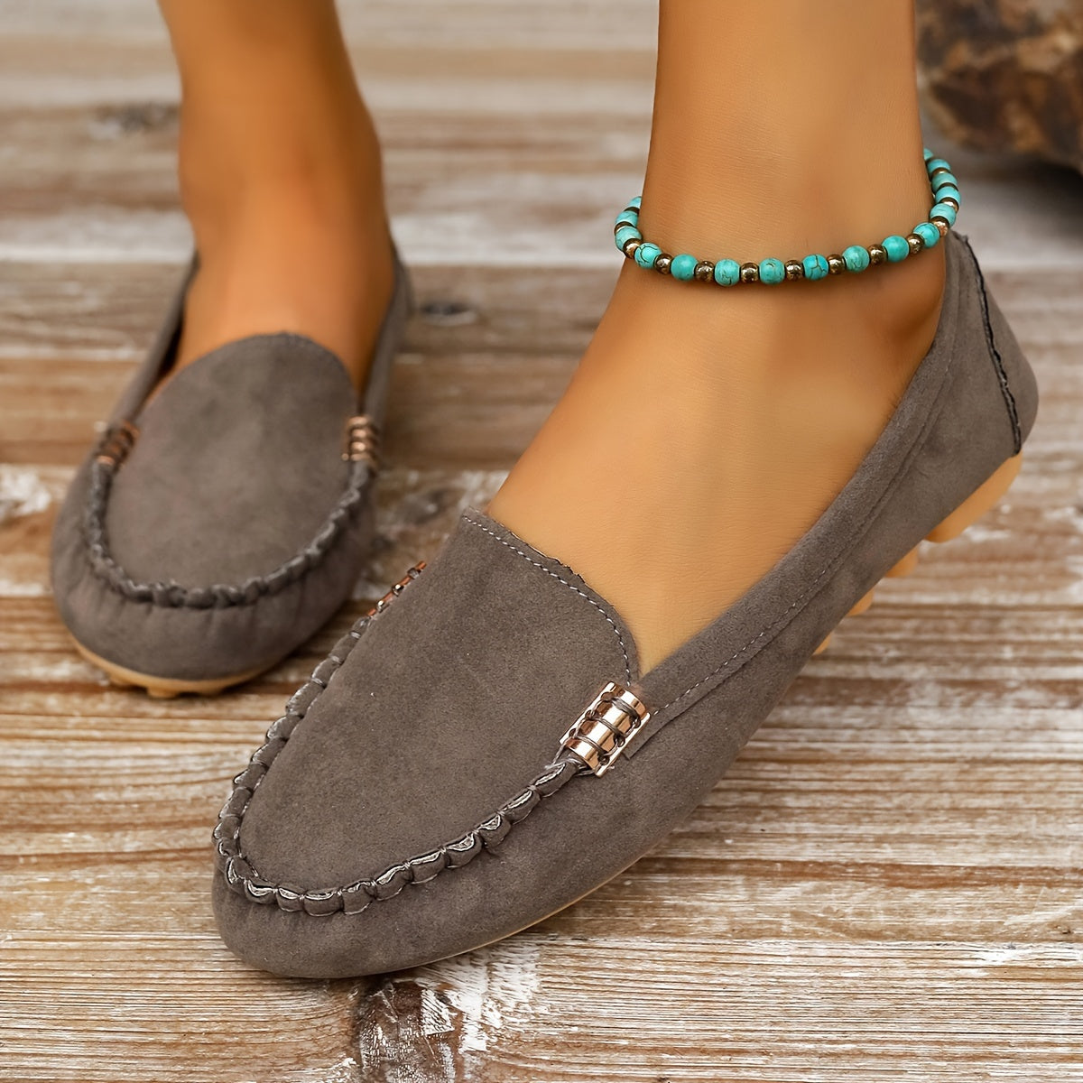 Loafer mit Metallelement – Bequeme Slip-On Schuhe, Leicht & Modisch