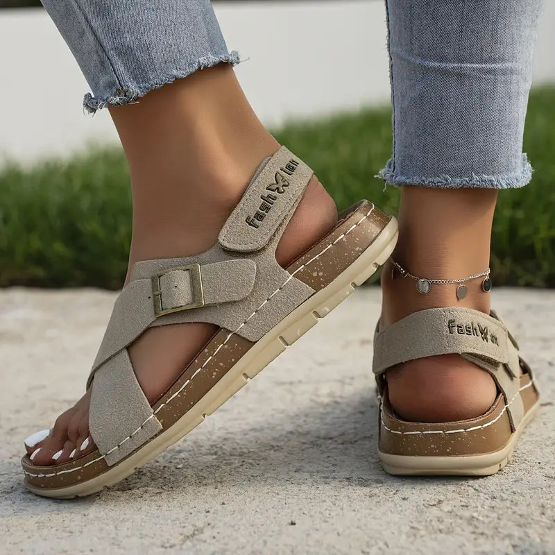 Kreuzen Sie Riemen Plattform weiche Sohle Sandalen