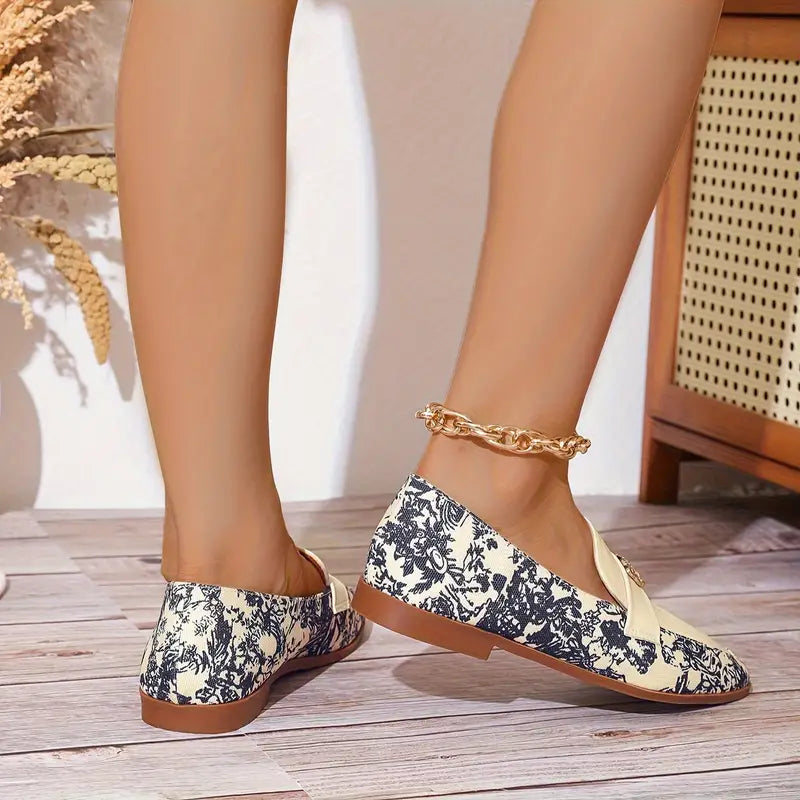 Mode Blumenmuster flache Loafer