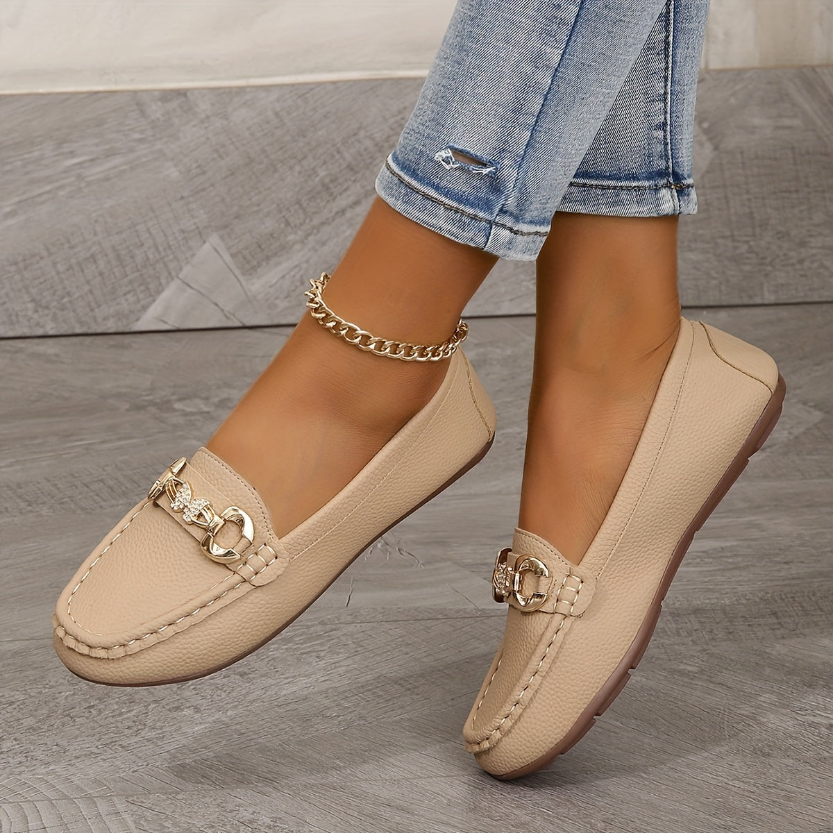 Metallschnalle – Bequeme Slip-On Schuhe, Rutschfest & Leicht