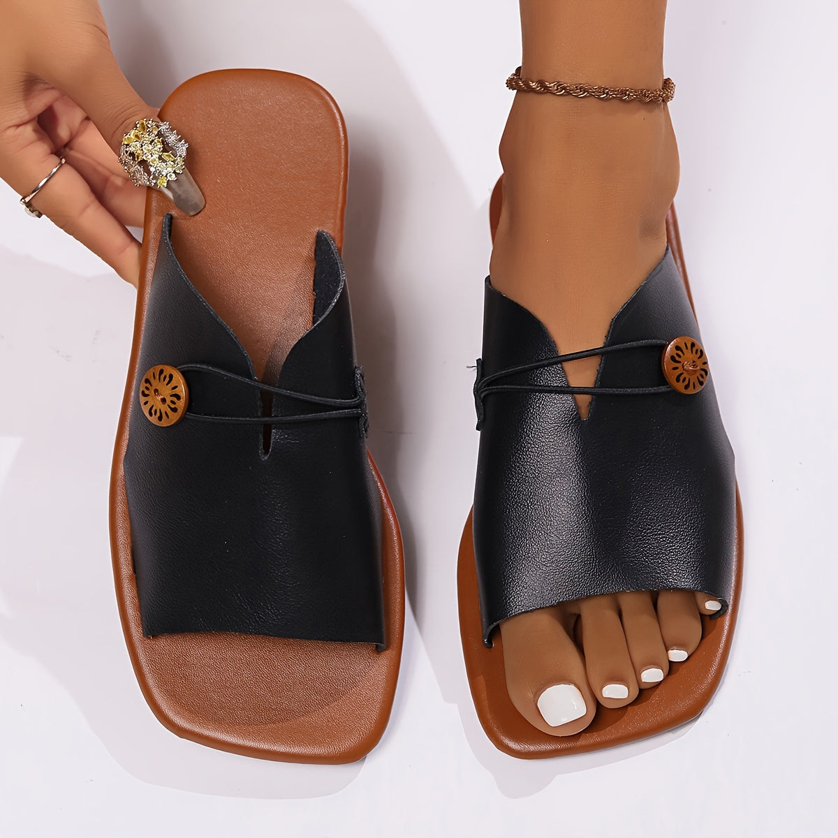 Flache Retro Slip-On Sommerschuhe, Zweifarbig & Bequem für Alltag & Freizeit