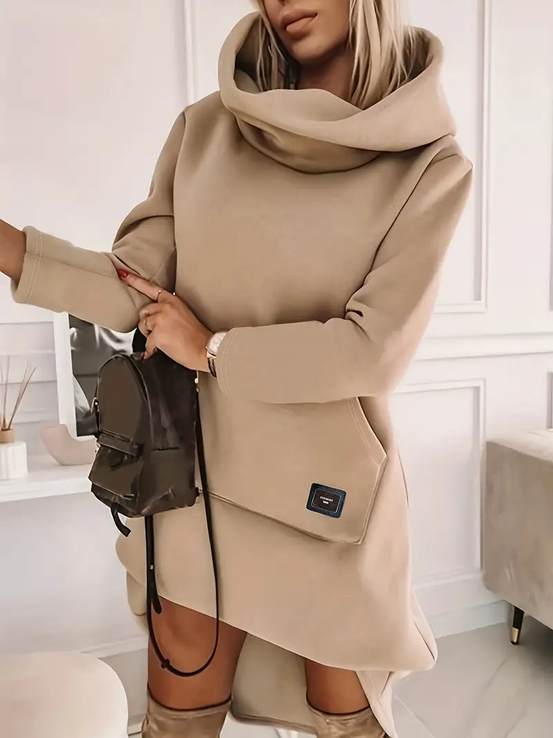 Main - Lässiges langärmeliges Sweatshirt-Kleid mit Kapuze