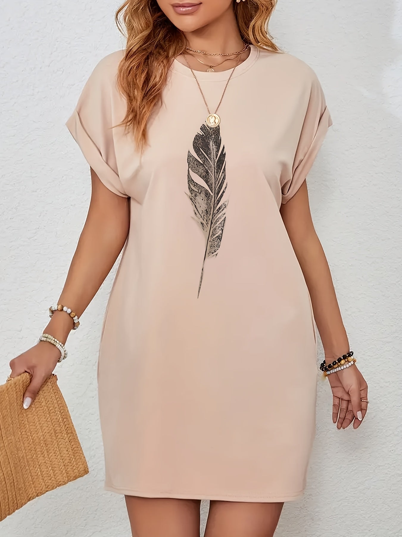 Damen Sommerkleid – Lässiges Kleid mit Fledermausärmeln & Taschen