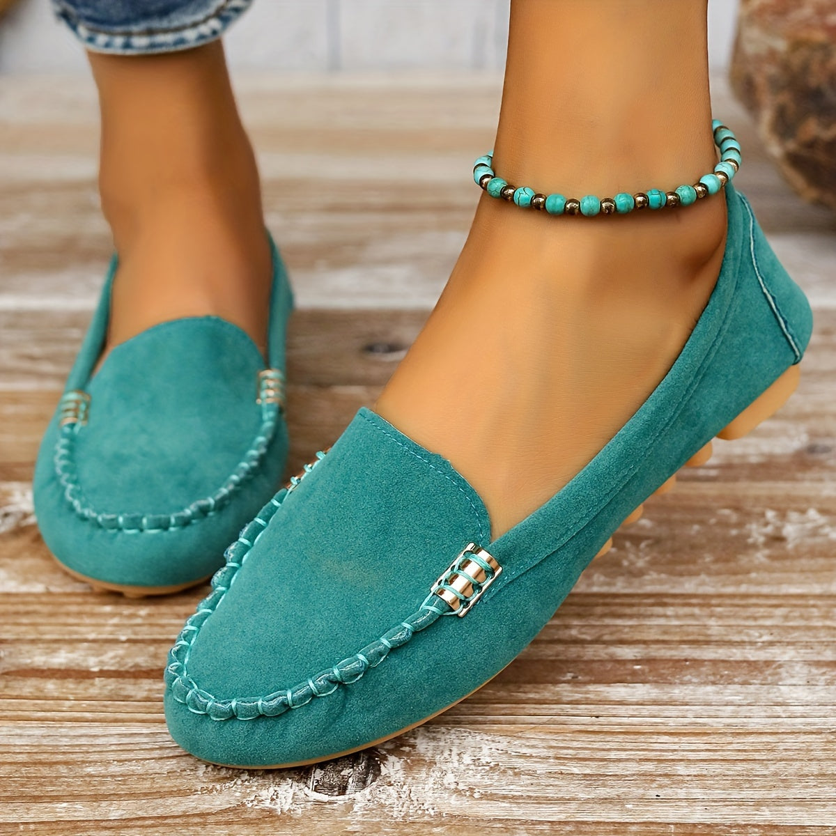 Loafer mit Metallelement – Bequeme Slip-On Schuhe, Leicht & Modisch