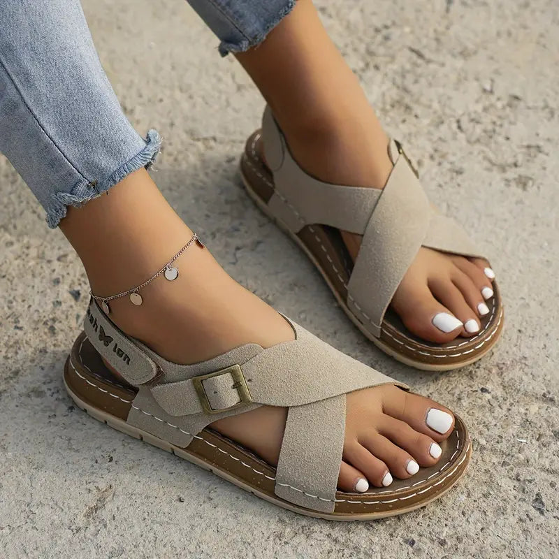 Kreuzen Sie Riemen Plattform weiche Sohle Sandalen