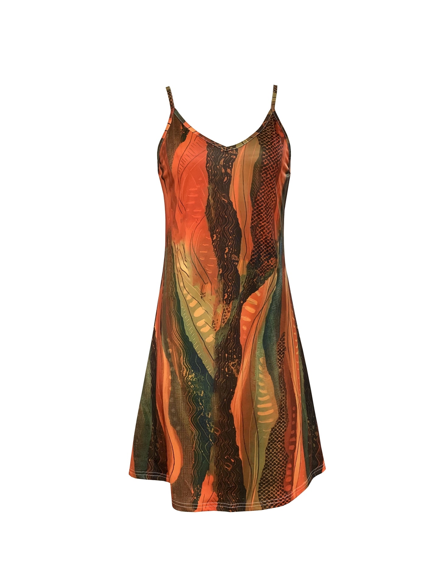 Farbblock Spaghettiträgerkleid – Elegantes Cami Sommerkleid