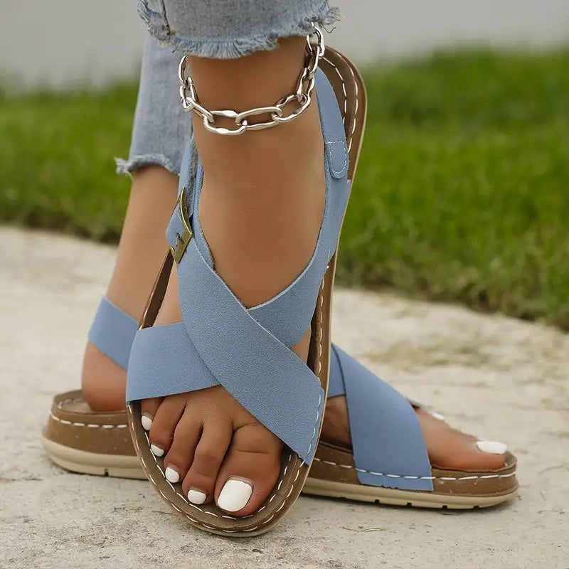 Kreuzen Sie Riemen Plattform weiche Sohle Sandalen