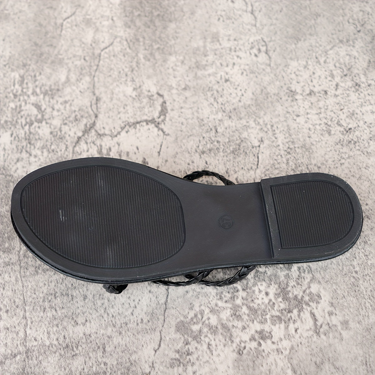 Stylische Plus-Size Goldene Geflochtene Flache Sandalen für Damen