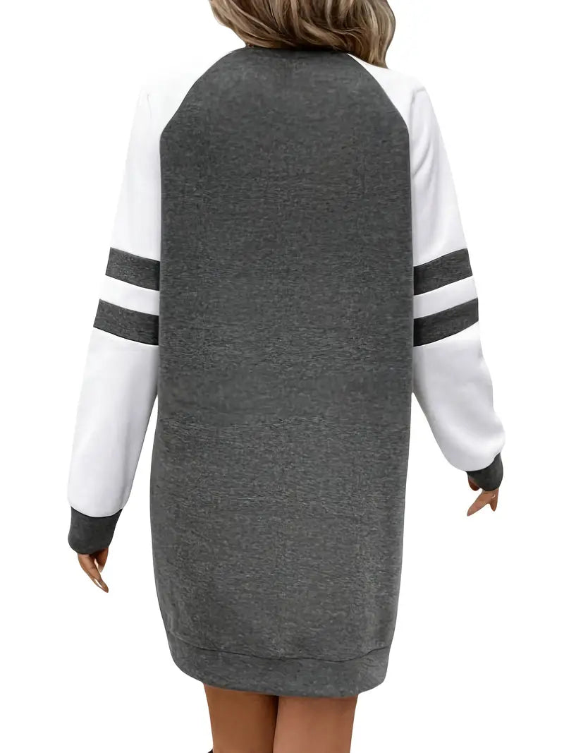 Elegantes Graphit-Langarmshirt Kleid für Damen