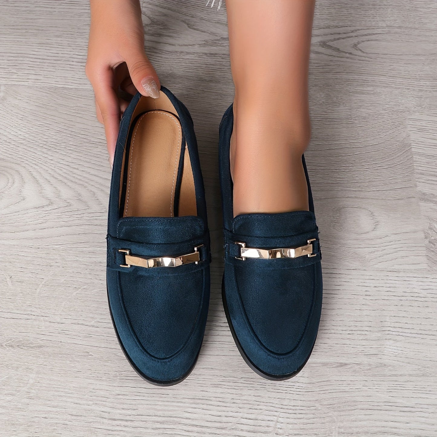 Damen Loafers mit Metallic-Akzenten – Bequeme Slip-On Schuhe