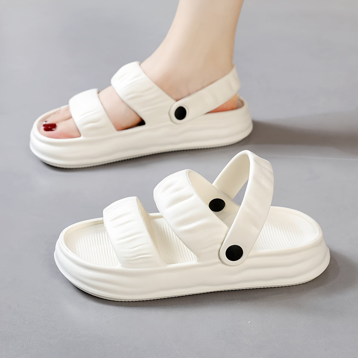 Plateau-Badesandalen Leichte Sommer Pantoletten Offene Zehen Bequeme