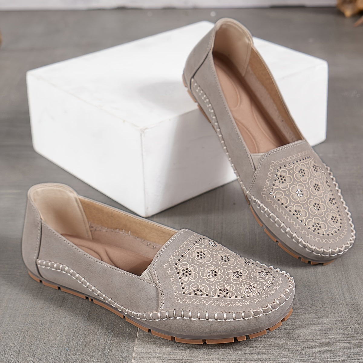 Vintage Floral Schlüpfsandalens für Frauen, leicht und bequem