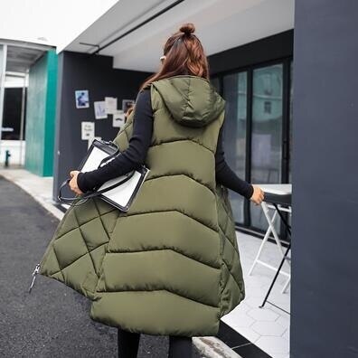 Louella - Die neue lässige ärmellose Weste lange Daunenjacke mit Kapuze