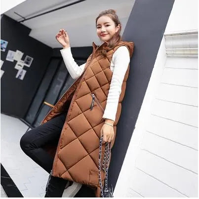 Louella - Die neue lässige ärmellose Weste lange Daunenjacke mit Kapuze