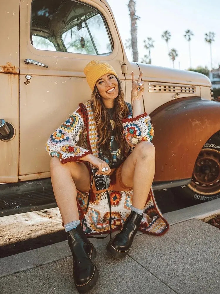 Boho | Bohème Häkel-Strickjacke