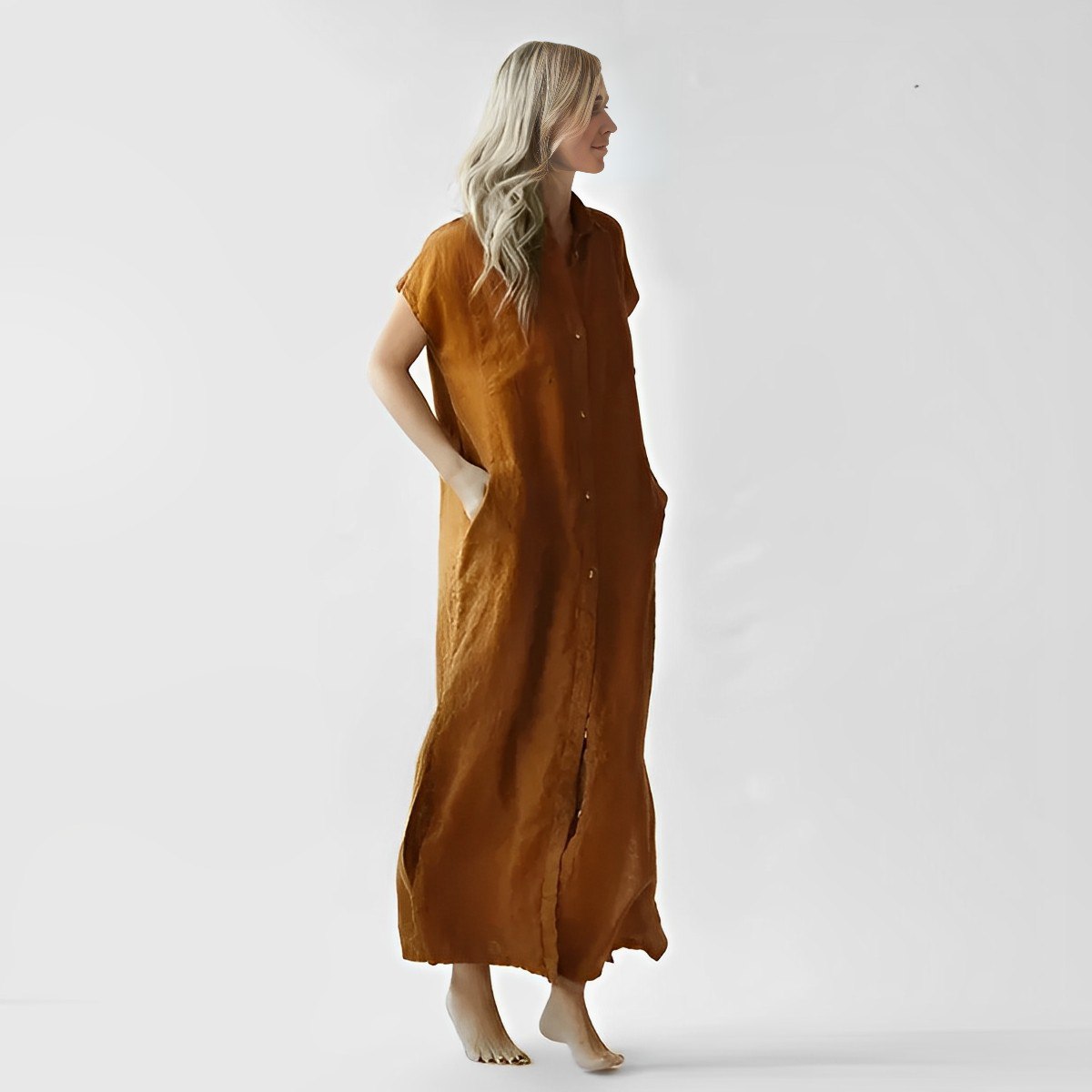 Minimalismus Ärmelloses Hemdkleid - AMANDINE