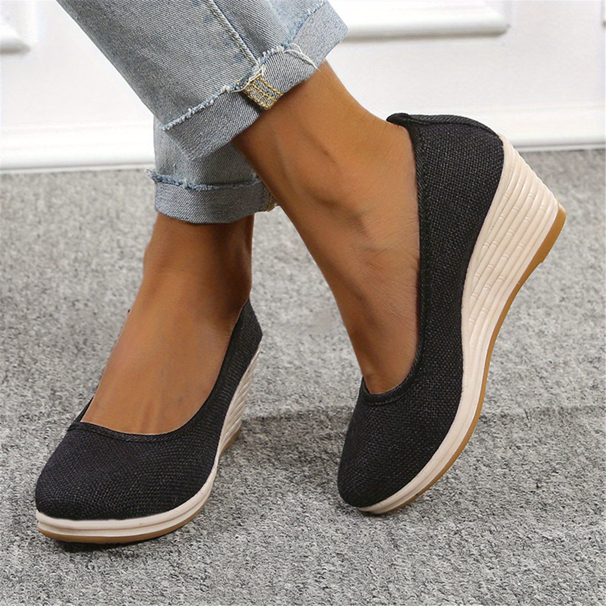 Lässige Wedge Sandalen – Atmungsaktive Slip-On Schuhe mit Weicher Sohle