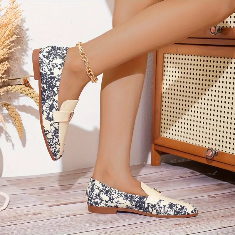 Mode Blumenmuster flache Loafer