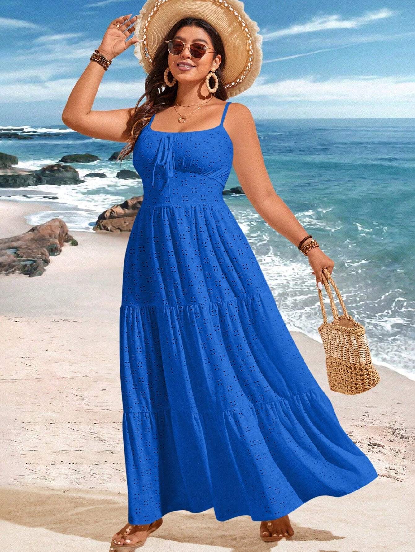 Festliches Jacquard-Spaghetti-Träger-Kleid