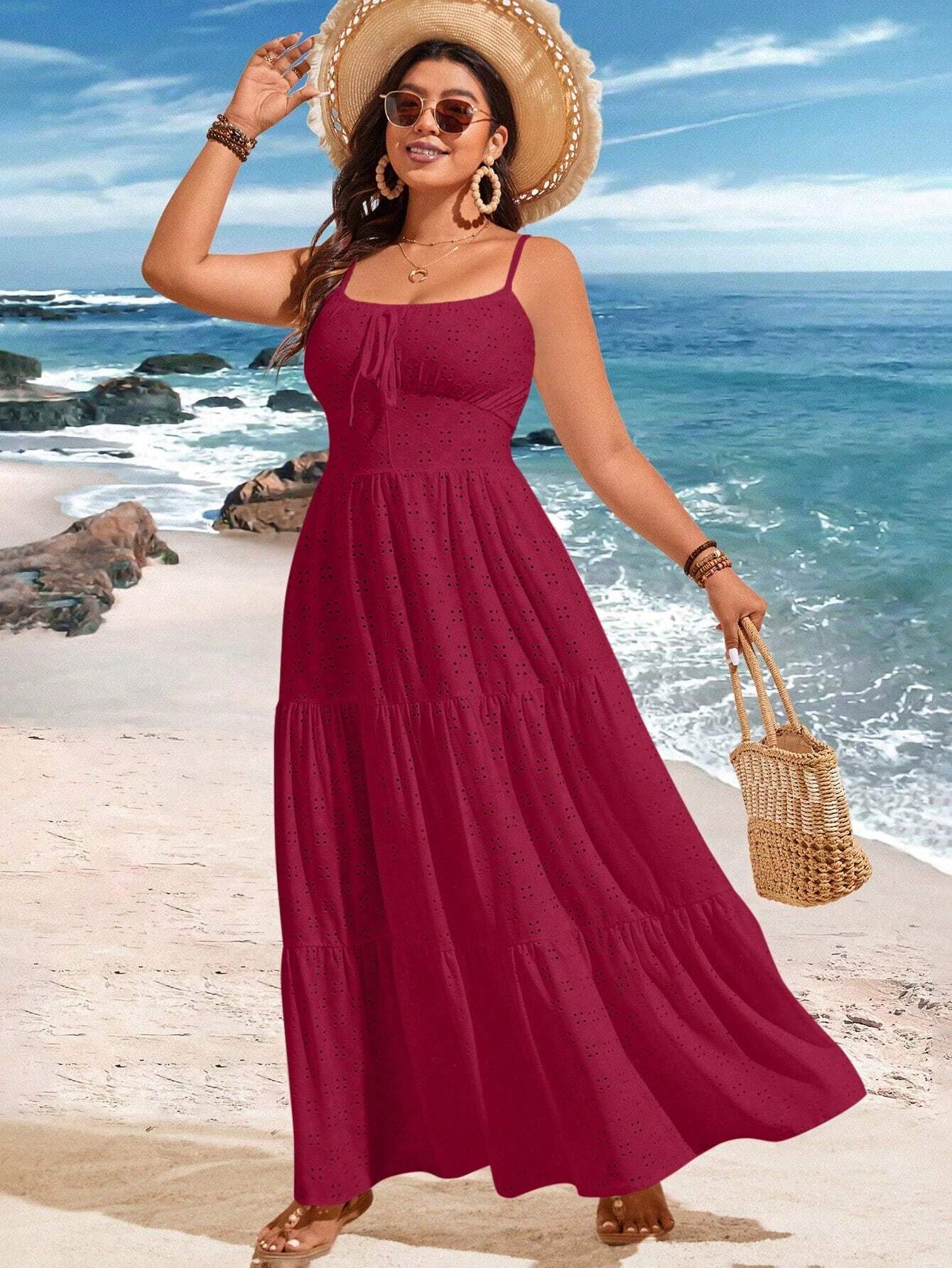 Festliches Jacquard-Spaghetti-Träger-Kleid