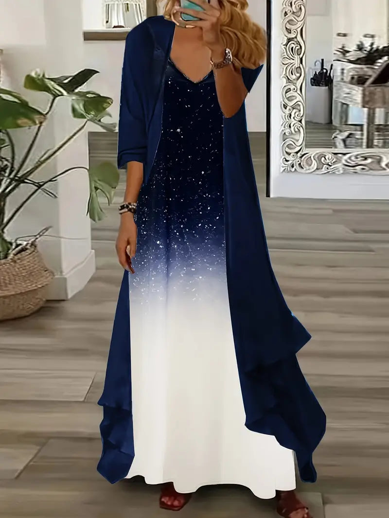 Elegantes schlankes zweiteiliges Kleid-Set