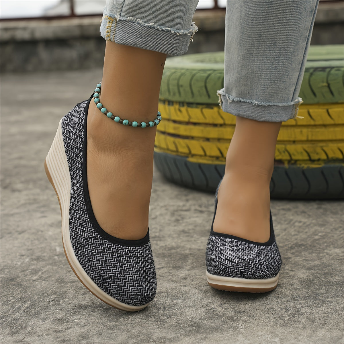 Lässige Wedge Sandalen – Atmungsaktive Slip-On Schuhe mit Weicher Sohle