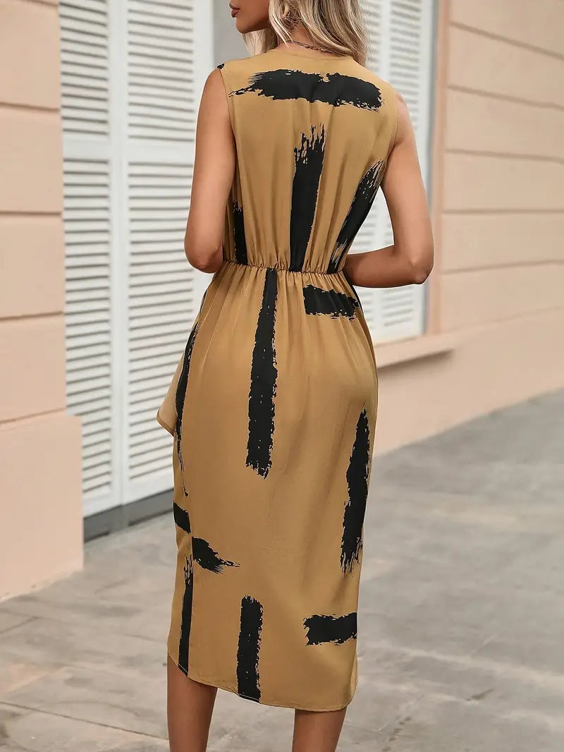 Kaskadenkleid mit abstraktem Druck