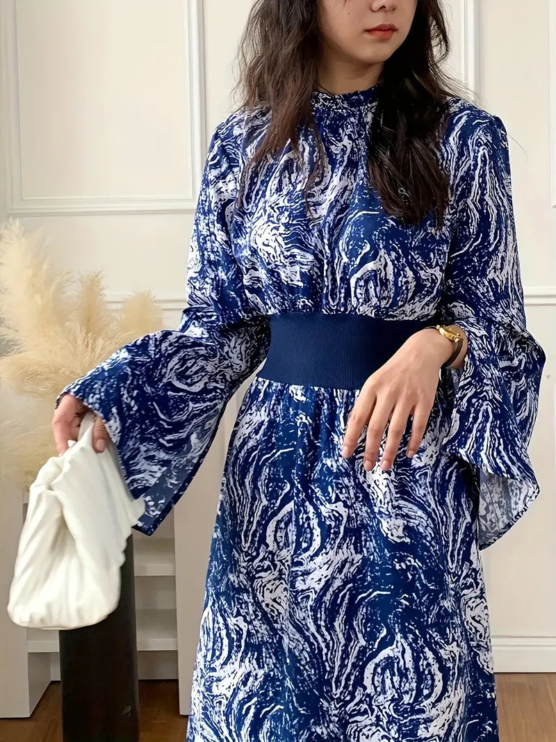 Midikleid mit abstraktem Print