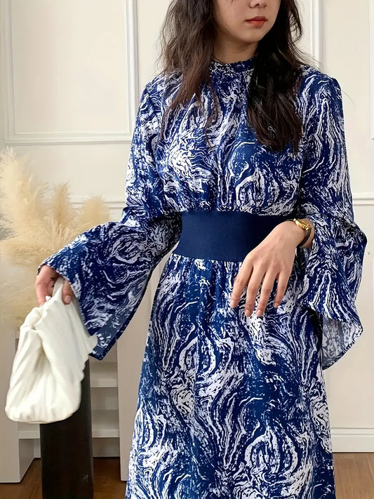 Midikleid mit abstraktem Print