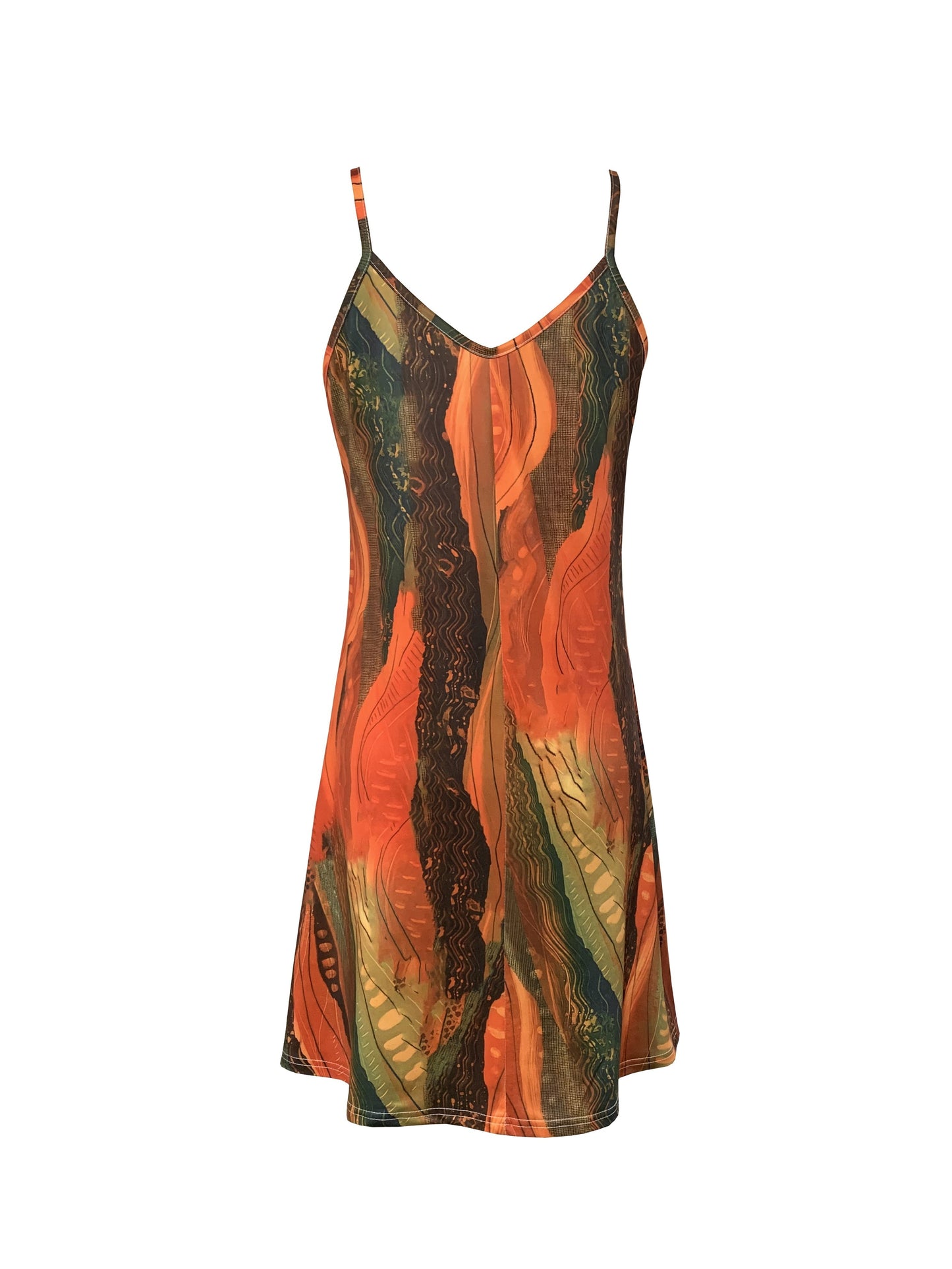 Farbblock Spaghettiträgerkleid – Elegantes Cami Sommerkleid