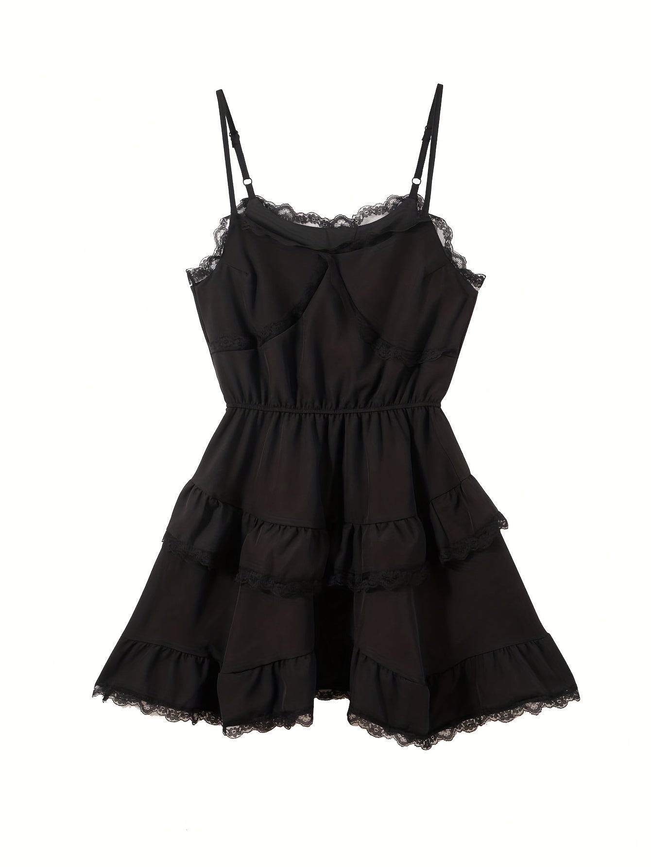 Kontrastierendes Spitzenkleid – Schickes Ärmelloses Camisole mit V-Ausschnitt