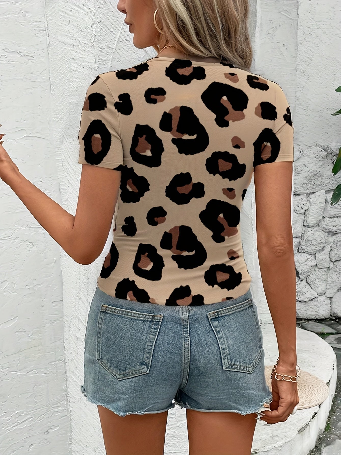 Damen-Sommer-T-Shirt mit Leopardenmuster - Casual Style