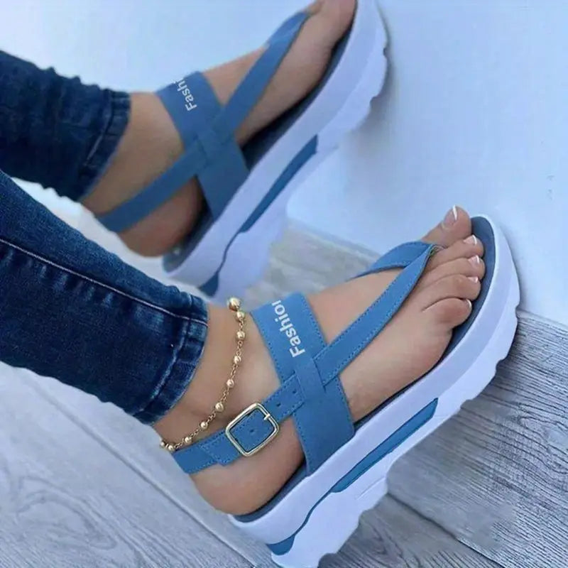 Plateau Zehentrenner Sandalen Bequeme Sommer-Slingbacks mit Buchstaben