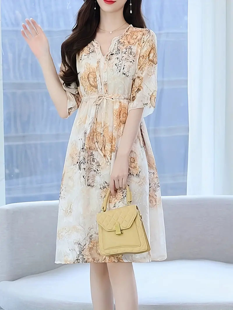 Kleid mit Blumenmuster und Rüschenbesatz