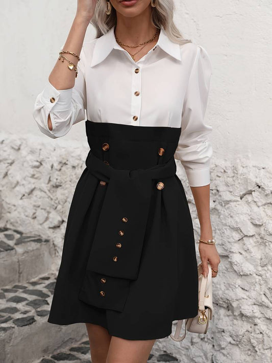 Elegantes langärmeliges Kleid mit Bindegürtel