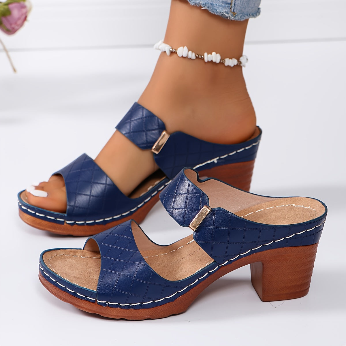 Klotzige Ferse Sandalen – Bequeme Offene Hohe Absätze, Sommer Lässig Schuhe
