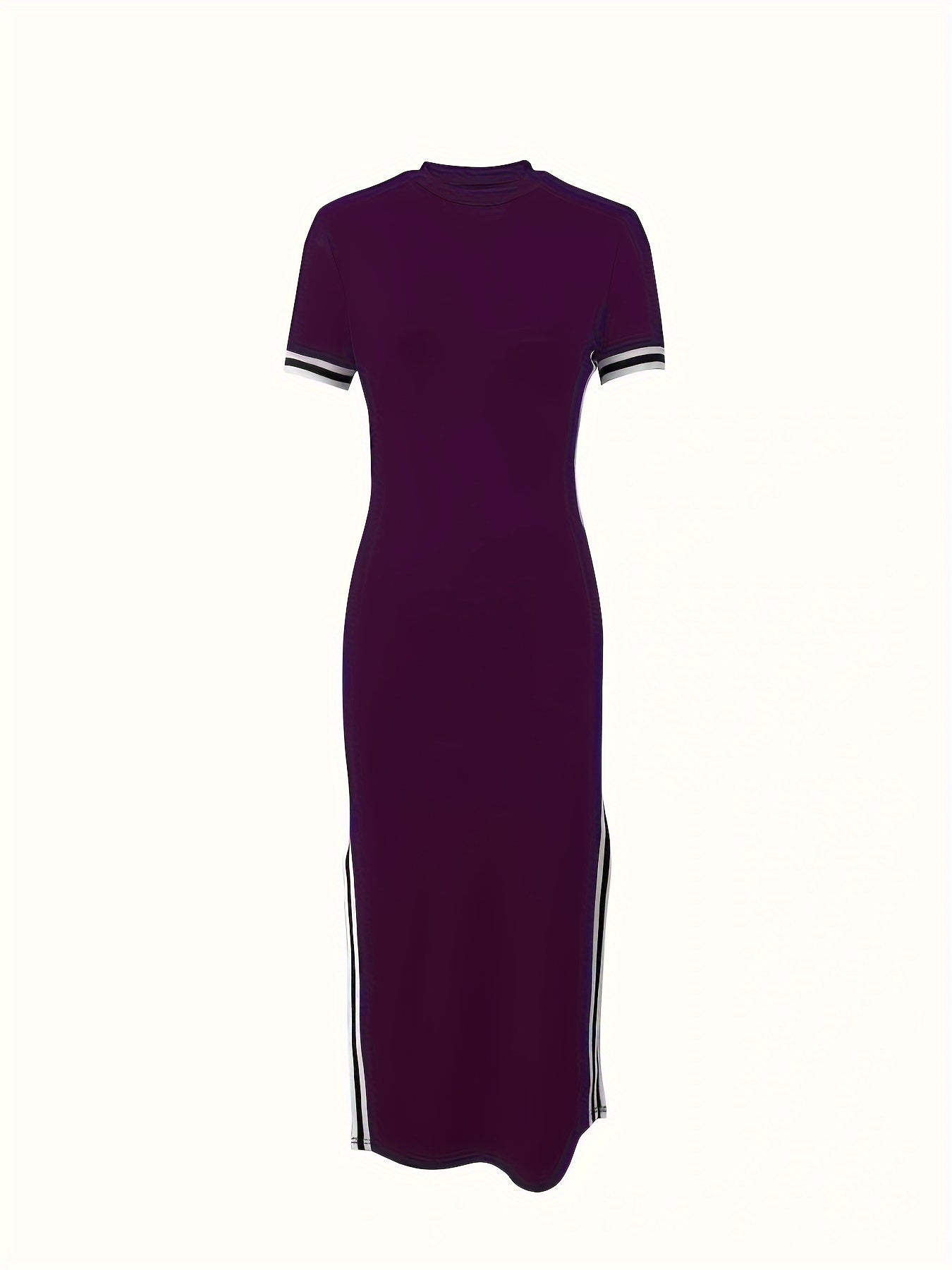 Elegantes Leibchen Kleid mit Kontrastsaum – Kurzarm & Figurbetont