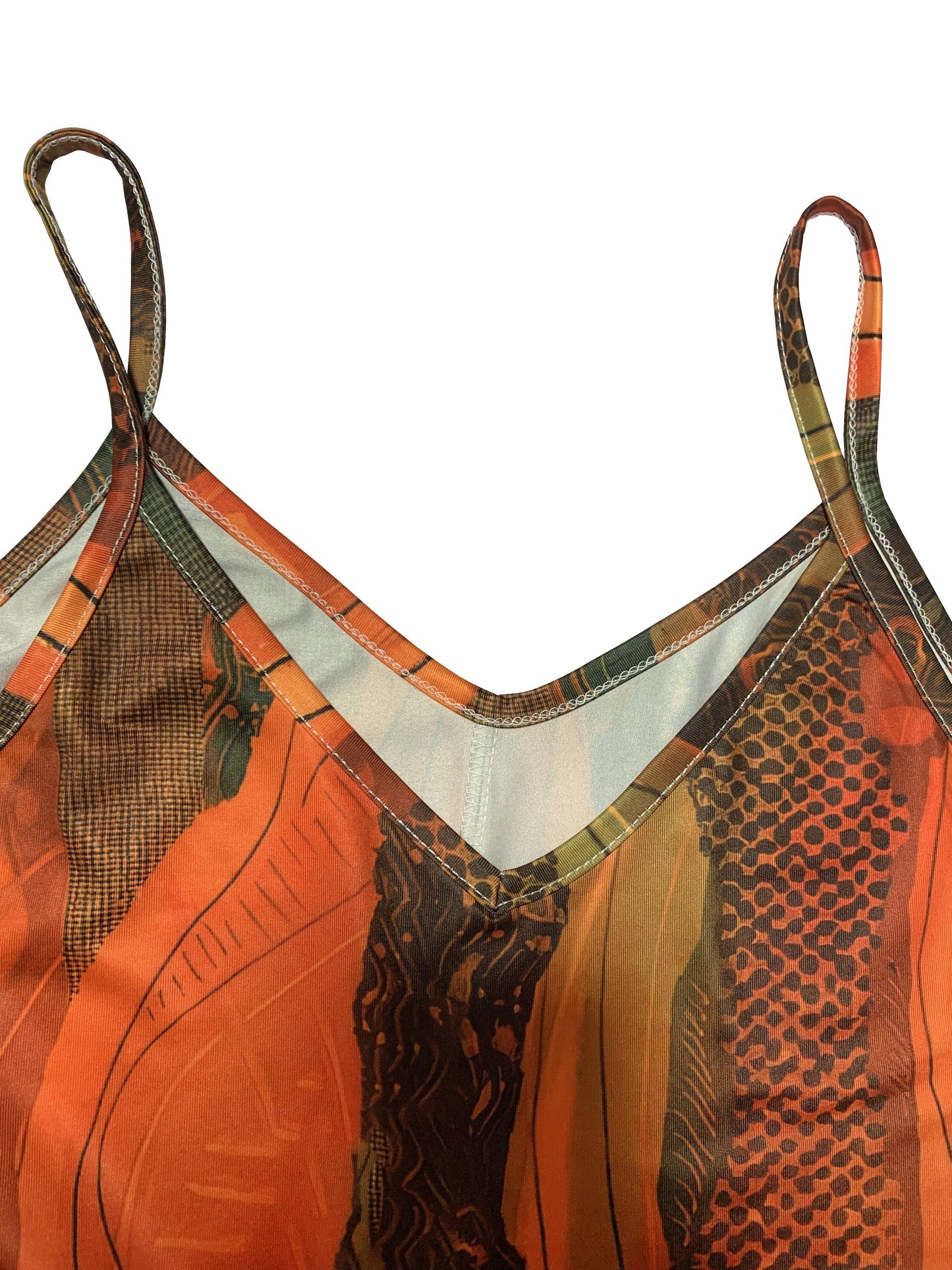 Farbblock Spaghettiträgerkleid – Elegantes Cami Sommerkleid