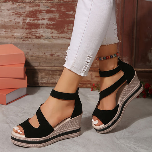 Keilsandalen mit Plateau – Bequeme Sommerschuhe mit Reißverschluss