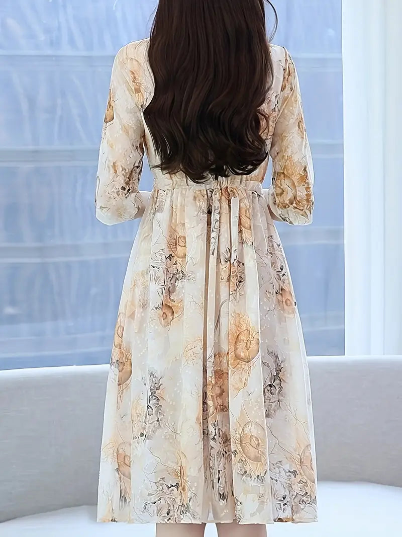 Kleid mit Blumenmuster und Rüschenbesatz